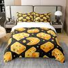 Feelyou Cheese Duvet Cover 100% Cotton Set Twin Size Cartoon Cheese Bedding Set for Kids Boys Girls Teens Toddler Yummy Food Comforter Cover Set Black Yellow Bedspread Cover 2Pcs view 1