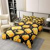 Feelyou Cheese Duvet Cover 100% Cotton Set Twin Size Cartoon Cheese Bedding Set for Kids Boys Girls Teens Toddler Yummy Food Comforter Cover Set Black Yellow Bedspread Cover 2Pcs view 2