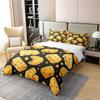Feelyou Cheese Duvet Cover 100% Cotton Set Twin Size Cartoon Cheese Bedding Set for Kids Boys Girls Teens Toddler Yummy Food Comforter Cover Set Black Yellow Bedspread Cover 2Pcs view 3