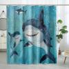DESIHOM Kids Cartoon Shark Shower Curtain Set 72" x 72" with Hooks, Funny Children Sealife Boys Girls Bathroom Decor, Fun Cute Ocean Bath Accessories Polyester Fabric view 1
