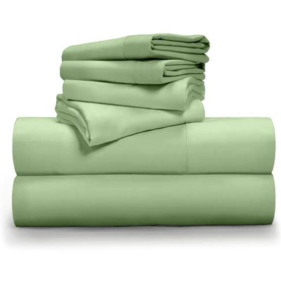 Real 800-Thread-Count, 100% Giza Cotton My, 6 PC Sheet Set [1 Fitted, 1 Flat, 4 Pillowcases] |Full Size, Sage Color| 800TC Giza Long Staple Cotton, Fit Upto 15" Deep Pockets, Silky Sateen