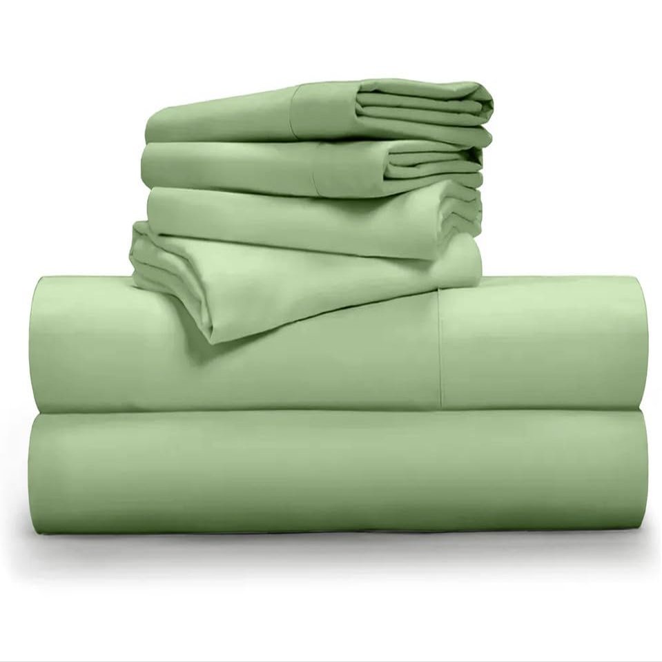 Real 800-Thread-Count, 100% Giza Cotton My, 6 PC Sheet Set [1 Fitted, 1 Flat, 4 Pillowcases] |Full Size, Sage Color| 800TC Giza Long Staple Cotton, Fit Upto 15" Deep Pockets, Silky Sateen