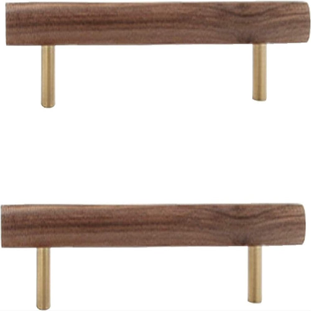 EFARMA Wood Pull Handles,Wooden Drawer Handle,2 pcs Pulls Knobs Drawer Cabinet Handle T Bar Handles Door Handles for Cupboard Walnut (Hole Distance:224mm) (Size : Ho (Size : Hole Distance:128mm)