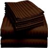 6 Piece RV Short Queen Cotton Bed Sheets, Breathable 6 Piece Set, 100% Egyptian Cotton Sheets, 6 Piece Egyptian Cotton Sheets Set, Upto 16 Inch Deep Pocket Sheet Set in Chocolate Stripe view 1
