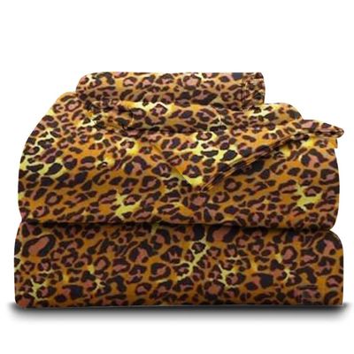 Real 800-Thread-Count, 100% Giza Cotton My, 6 PC Sheet Set [1 Fitted, 1 Flat, 4 Pillowcases] |Twin-XL Size, Leopard Print| 800TC Giza Long Staple Cotton, Fit Upto 15" Deep Pockets Silky Sateen