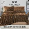 Real 800-Thread-Count, 100% Giza Cotton My, 6 PC Sheet Set [1 Fitted, 1 Flat, 4 Pillowcases] |Twin-XL Size, Leopard Print| 800TC Giza Long Staple Cotton, Fit Upto 15" Deep Pockets Silky Sateen view 2