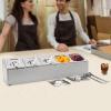 ACNAO Spice Rack Shelf, One Row Stainless Steel Organizer Stand with Five Pans and Five Ladles, Countertop Inclined Holder for Seasoning Sauce Jam Fruits Ingredients, for Homes, Kitchens, Restaurants view 4