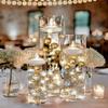 150 Floating Gold Pearls- Large Sizes- Fills 2 Gallons of The Floating Transparent Water Gels for Your Vases- with Pre-Measured Prep Bags- 6 White Fully Submersible Fairy Lights view 1