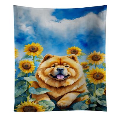 Caroline's Treasures Chow Chow in Sunflowers Kitchen Towel Dish Cloths Guest Hand Towel Decorative Bathroom Towel for Face,Tea, Dishcloth, Kitchen and Bath