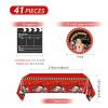 Movie Night Decorations MovieTheme Birthday Paper Plates and Napkins Set Movie Theme Table Covers Movie Night Party Disposable Party Dinnerwares for Movie Theme Party Supplies view 2