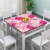 Barsada Elastic Edge Fitted Table Cover Square, Flower Pattern Printed on Wrinkle Resistant Polyester Table Cover, for Kitchen Dining Party Patio Tabletop Decoration, Fit for 52" x 52"Square Table view 2