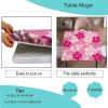 Barsada Elastic Edge Fitted Table Cover Square, Flower Pattern Printed on Wrinkle Resistant Polyester Table Cover, for Kitchen Dining Party Patio Tabletop Decoration, Fit for 52" x 52"Square Table view 3