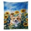Caroline's Treasures Corgi in Sunflowers Kitchen Towel Dish Cloths Guest Hand Towel Decorative Bathroom Towel for Face,Tea, Dishcloth, Kitchen and Bath view 1