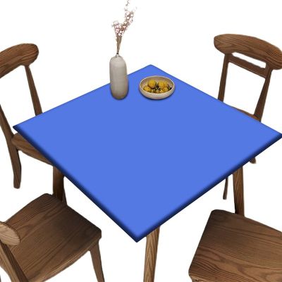 Barsada Edge Fitted Square Elastic Tablecloth, Royal Blue Pattern Printed on Stretchable Polyester Table Cloth, for Dinner Terrace Party, Fit for 48" x 48"Square Table