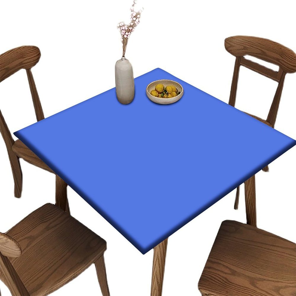 Barsada Edge Fitted Square Elastic Tablecloth, Royal Blue Pattern Printed on Stretchable Polyester Table Cloth, for Dinner Terrace Party, Fit for 48" x 48"Square Table