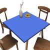 Barsada Edge Fitted Square Elastic Tablecloth, Royal Blue Pattern Printed on Stretchable Polyester Table Cloth, for Dinner Terrace Party, Fit for 48" x 48"Square Table view 1