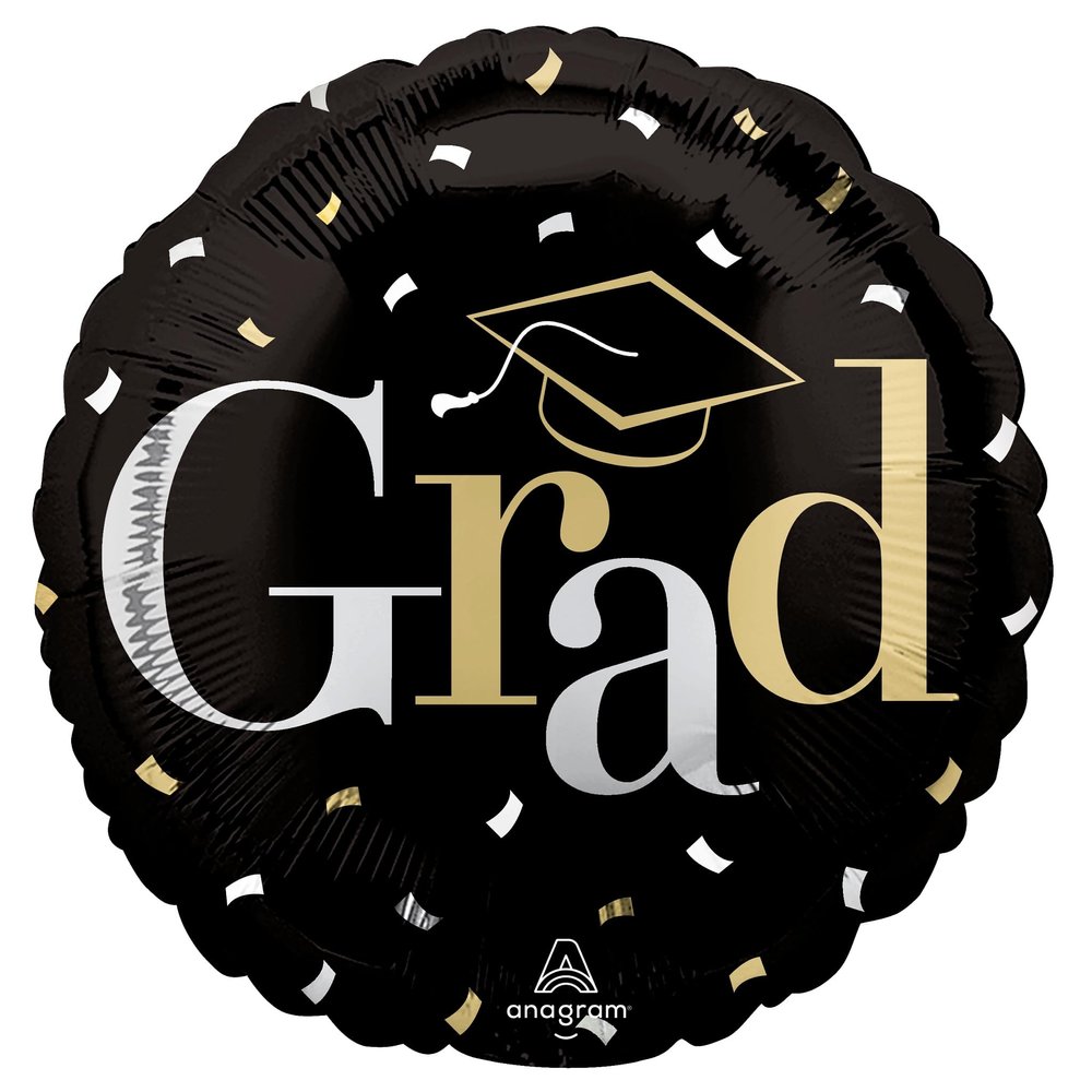 Anagram Class Dismissed Elegant Glam 17IN Standard Foil Balloon, Black Gold Silver, 46677