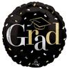 Anagram Class Dismissed Elegant Glam 17IN Standard Foil Balloon, Black Gold Silver, 46677 view 1