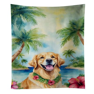 Caroline's Treasures Golden Retriever Luau Kitchen Towel Dish Cloths Guest Hand Towel Decorative Bathroom Towel for Face,Tea, Dishcloth, Kitchen and Bath