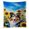 Caroline's Treasures Collie in Sunflowers Kitchen Towel Dish Cloths Guest Hand Towel Decorative Bathroom Towel for Face,Tea, Dishcloth, Kitchen and Bath view 1