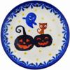Polmedia Polish Pottery Coaster Plate - Jack-O-Lantern Fun Pattern Handmade in Boleslawiec Poland by Ceramika Bona + Certificate of Authenticity view 1