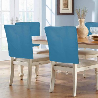 AMZRicher Wave Blue Chair Back Covers for Dining Chairs 6 Pack, Washable Removable Chair Slipcover Back Chair Protector for Wedding Baby Shower Party Pure Blue Solid Color Simple Minimalism Art
