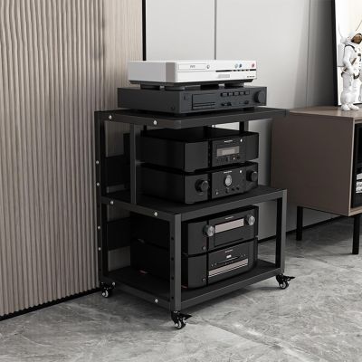 Removable AV Media Stand CD Player Stand Component Cabinet, Gaming TV Stand and Stereo Rack Audio Tower with Height Adjustable Wooden Shelf, Corner Entertainment Center for Home/Office/Audio Video (C
