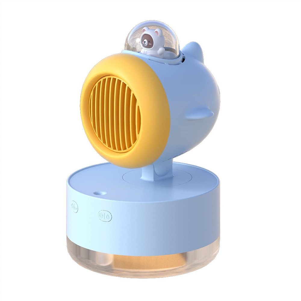 Humidifiers for Bedroom Mini Portable Water Cooled Spray Fan USB Rechargeable 3600 mAh Battery Wireless Air Conditioner Electric Cold Mist Humidifier Fan Humidifier for Home (Color : Blue)