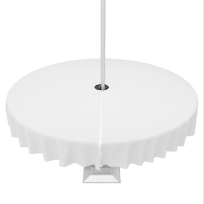 White Outdoor Indoor Table Cloth Round Table Cloths 54 Inch, Modern Simple Pure White Washable Waterproof Tablecloth with Umbrella Hole Zipper for Parties Pool Patio Coffee