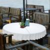 White Outdoor Indoor Table Cloth Round Table Cloths 54 Inch, Modern Simple Pure White Washable Waterproof Tablecloth with Umbrella Hole Zipper for Parties Pool Patio Coffee view 2