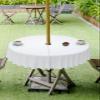 White Outdoor Indoor Table Cloth Round Table Cloths 54 Inch, Modern Simple Pure White Washable Waterproof Tablecloth with Umbrella Hole Zipper for Parties Pool Patio Coffee view 4