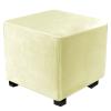 LIULIWEIFA Stretch Square Ottoman Cover 36x36/38x38/40x40 Folding Storage Stool Furniture Protector Soft Rectangle Ottoman Covers Slipcover with Elastic Bottom,Beige,40x40cm view 1
