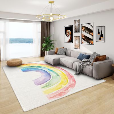 GEDAEUBA Rainbow Rug & Home Decor - Washable Rug 6x9 - Kids Rugs for Living Room Bedroom - Non Slip Soft Indoor Large Area Rug - Girls Cute Carpet - Rainbow Room Decor