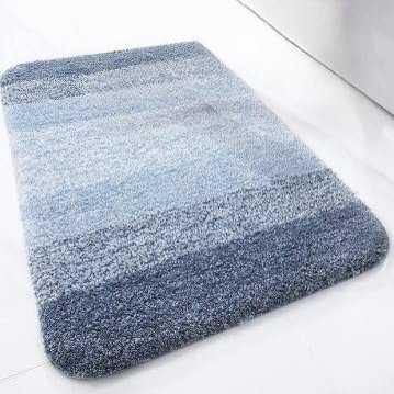 Blue Luxury Bathroom Rug Soft Foot Mat Absorbent Microfiber Bath Rugs Non-Slip Plush Carpet Wash Dry Bath Mat for Floor Shower (Blue) (Blue 51x81cm (20x32 inch))