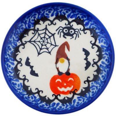 Polmedia Polish Pottery Coaster Plate - Spooky Town Pattern Handmade in Boleslawiec Poland by Ceramika Bona + Certificate of Authenticity