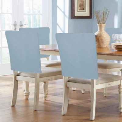 AMZRicher Sky Blue Chair Back Covers for Dining Chairs 6 Pack, Washable Removable Chair Slipcover Back Chair Protector for Wedding Baby Shower Party Pure Sky Blue Solid Color Simple Minimalism Art