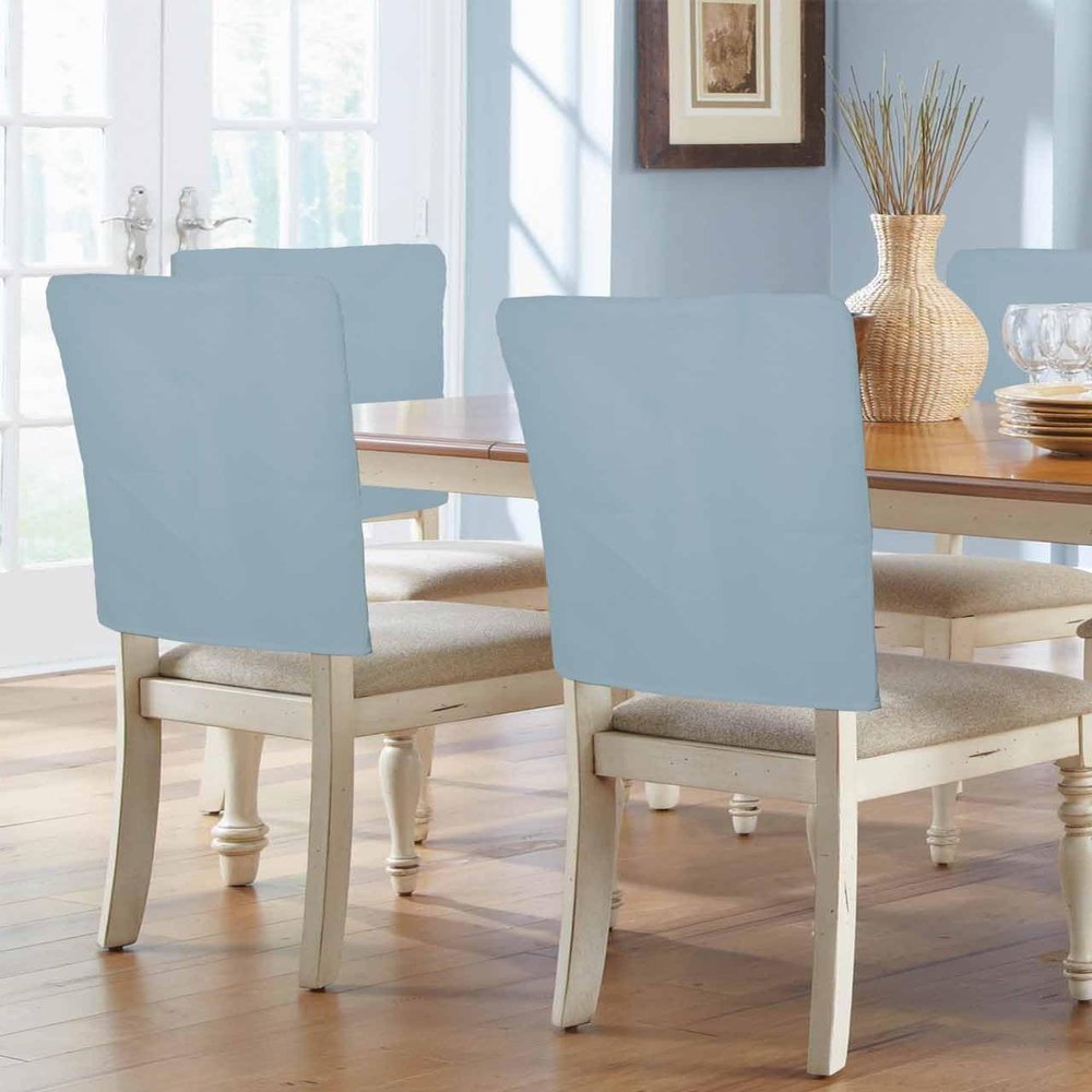 AMZRicher Sky Blue Chair Back Covers for Dining Chairs 6 Pack, Washable Removable Chair Slipcover Back Chair Protector for Wedding Baby Shower Party Pure Sky Blue Solid Color Simple Minimalism Art