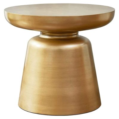 GTEFSWS Nightstands Round Metal Bedside Table Space Saving Corner Bedside Cabinet Removable Sofa Home Bedside (Color : Bronze, Size : 400 * 430mm)