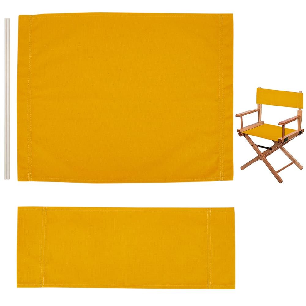GORGECRAFT 21~16x8~21" Director Chair Canvas Replacement Gold Movie Chair Covers Kit Polyester Cloth Seat and Back with Wood Stick for Portable Folding Director Seat Makeup Chair Accessories Garden