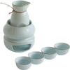 ANAIUCY Sake Set and Cups with Warmer, Traditional Porcelain Japanese Pottery Hot Saki Drink Set Kit, 7-Piece Include 1 Stove 1 Warming Bowl 1 Sake Bottle 4Cup,Blue,10pcs view 2