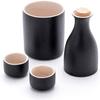 ANAIUCY Japanese Sake Cup Set 4 Piece Porcelain Pottery Traditional Ceramic Cups Crafts Wine Glasses Japanese Sake Set with 1 Sake Serving Bottle and 2 Sake Cups,Black,6pcs view 1