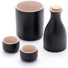 ANAIUCY Japanese Sake Cup Set 4 Piece Porcelain Pottery Traditional Ceramic Cups Crafts Wine Glasses Japanese Sake Set with 1 Sake Serving Bottle and 2 Sake Cups,Black,6pcs view 2
