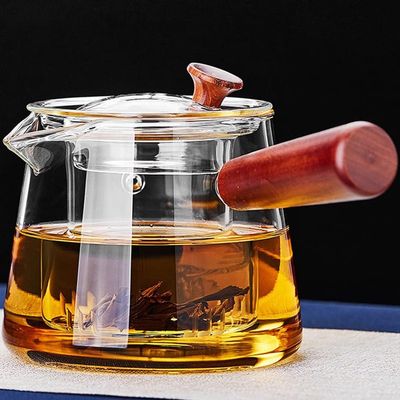 ANAIUCY Simple Teapot Teacup, Tea Set for Home Ceramic Tea Set, Cups Gift for Tea Ceremony Party Home Office Decor 600ml Side Handle Glass Filter Teapot Household Water Kettle Tea Ceremony
