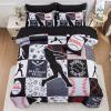 A Nice Night Sports Geometric Grid Black Patchwork Baseball Printed for Boys Full 6Pcs Bed in A Bag Comforter Bedding Set,Black view 2