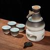 ANAIUCY Japanese Sake Cup Set Porcelain Pottery Traditional Ceramic Cups Crafts Wine Glasses Japanese Sake Set with 1 Sake Serving Bottle and 4 Sake Cups,8PCS,a view 1