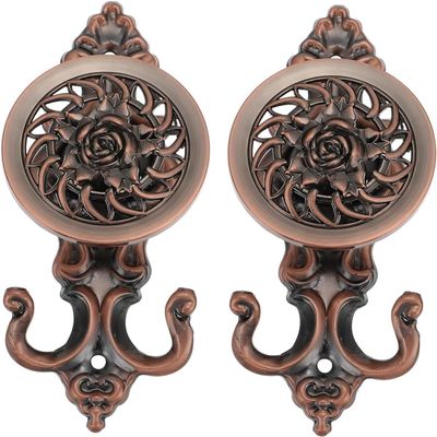 UNbit Curtain Holdbacks 1 Pair European Style Wall Hook Drapery Tiebacks Metal Curtain Panel Holdback Drapery Holdbacks Flower Embellishments Window Shades for Home Vintage Decor Curtain Tiebacks Hook