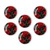 6 Pieces Fridge Magnets Refrigerator Glass Decorative Crystal Magnets for Kitchen Office Whiteboard,Beautiful Red Rose Flowers On Black Background Lovely view 1