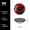 6 Pieces Fridge Magnets Refrigerator Glass Decorative Crystal Magnets for Kitchen Office Whiteboard,Beautiful Red Rose Flowers On Black Background Lovely view 2