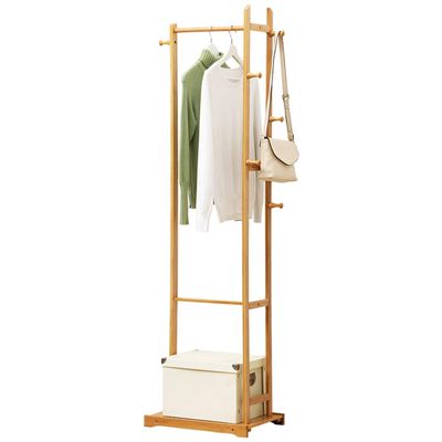 Dntum Solid Wood Floor-Standing Clothes Rail, Multi-Functional Clothes Storage Rack, Strong Load-Bearing, Simple and Modern, Used in Bedroom, Living Room,A,48 x 30 x 170cm