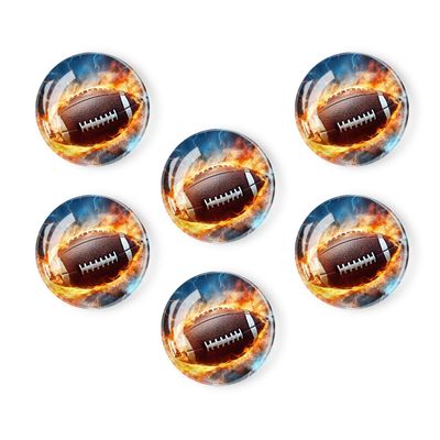 6 Pieces Fridge Magnets Refrigerator Glass Decorative Crystal Magnets for Kitchen Office Whiteboard,American Football Ball in Fire Pattern
